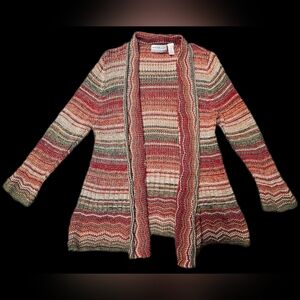 Alfred Dunner Earthy Tones Striped Cardigan